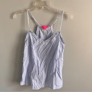 Lilly Pulitzer Blue Stripe Ruffle Tank Top size medium